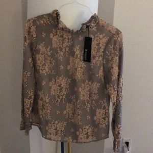 Taupe and beige lace top